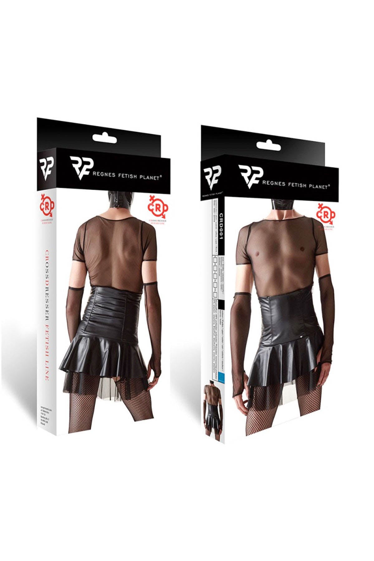 CRD Fetish High-Waisted Skirt with T-Shirt - Black