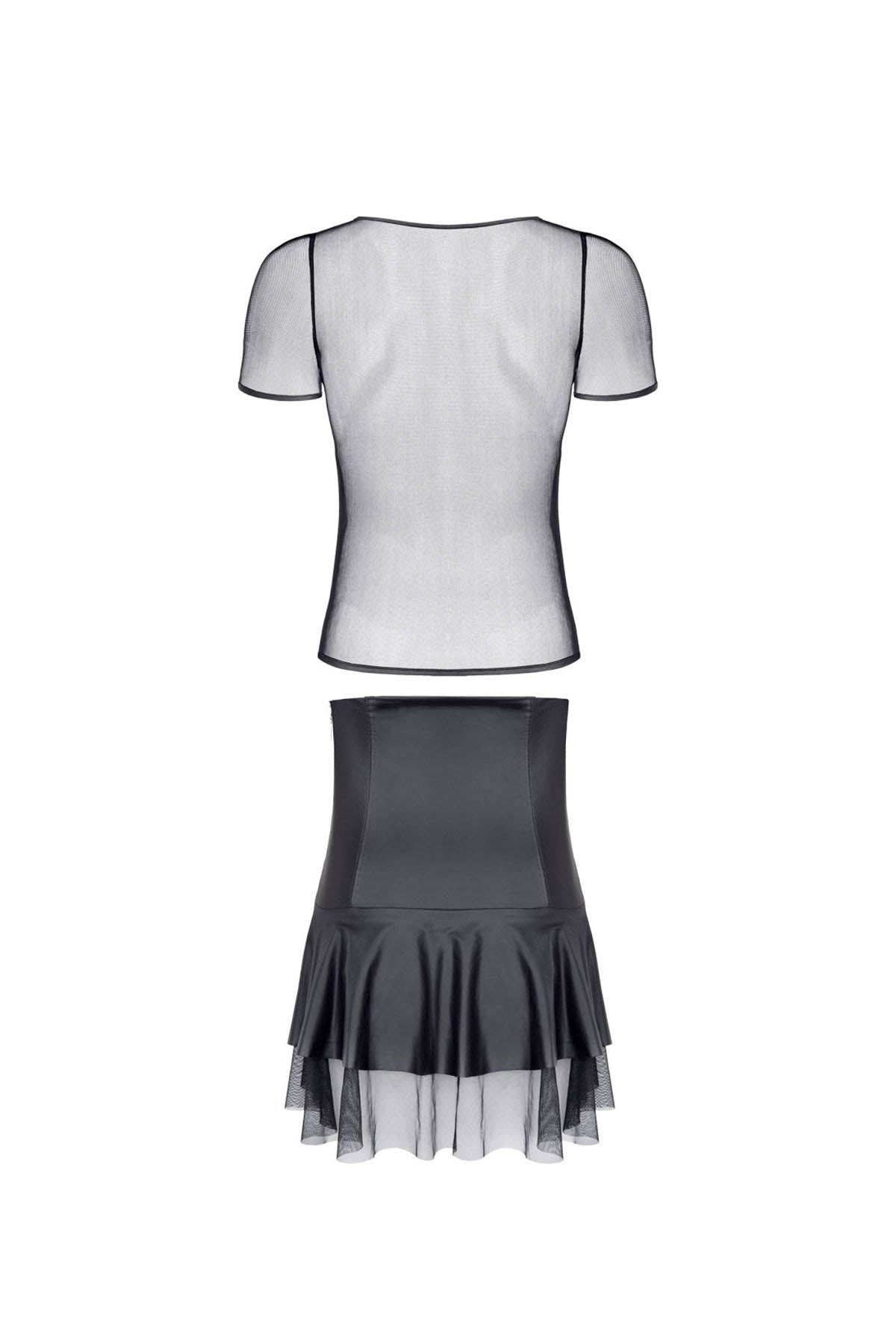 CRD Fetish High-Waisted Skirt with T-Shirt - Black