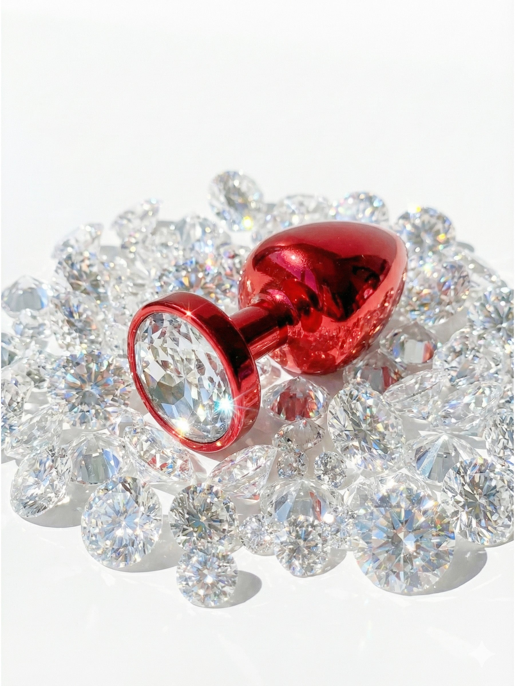 Diogol Anni - Red Anal Plug With White Gemstone