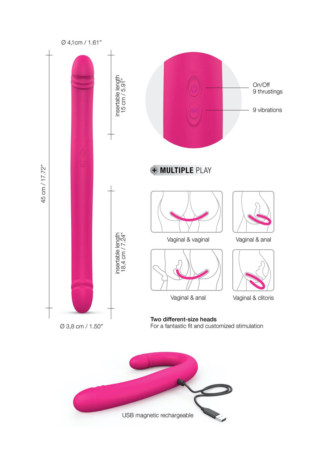 Dorcel Orgasmic Double Dildo - Double-ended Dong