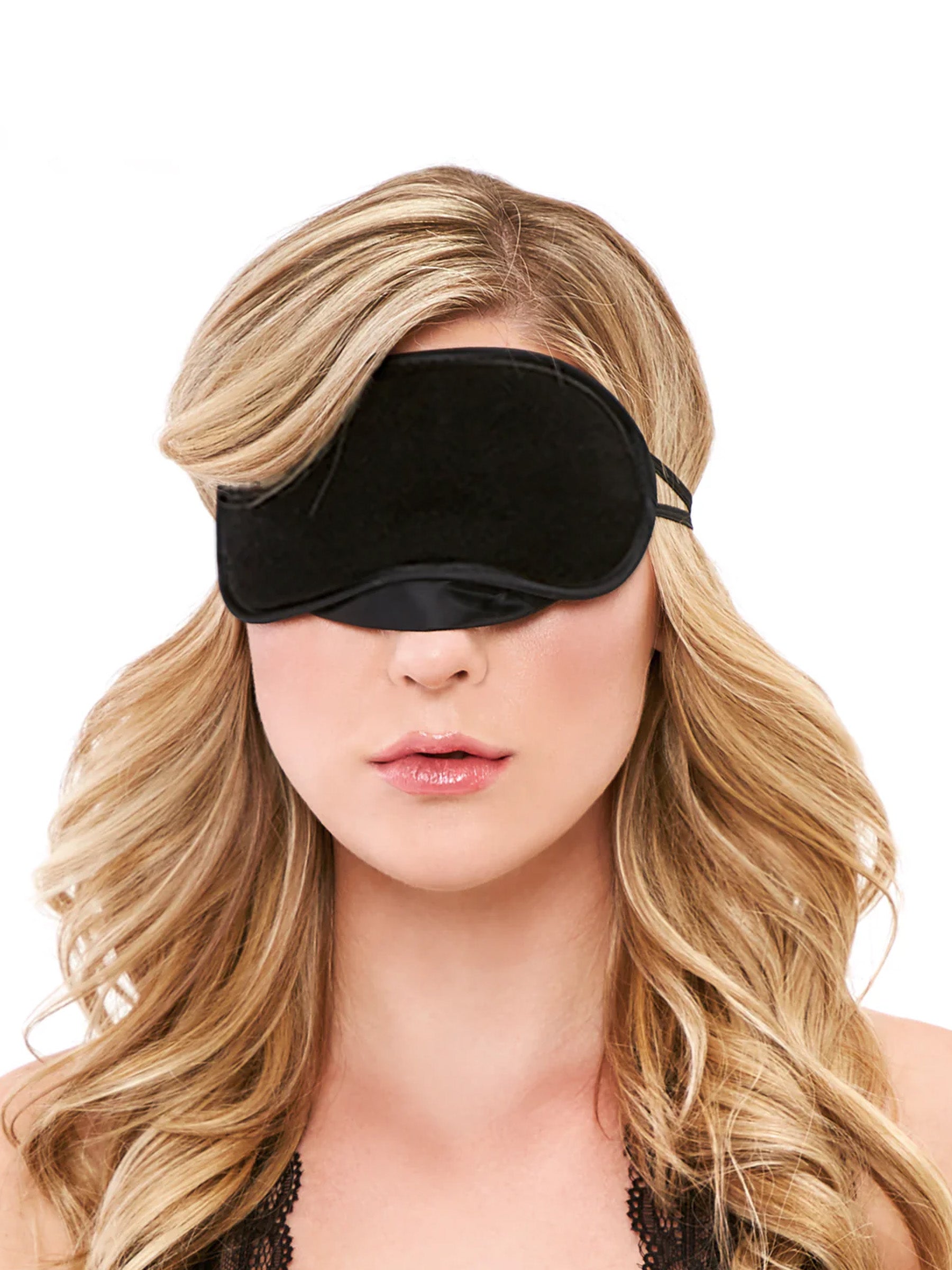 Lux Fetish Peek-A-Boo Love Mask - Black