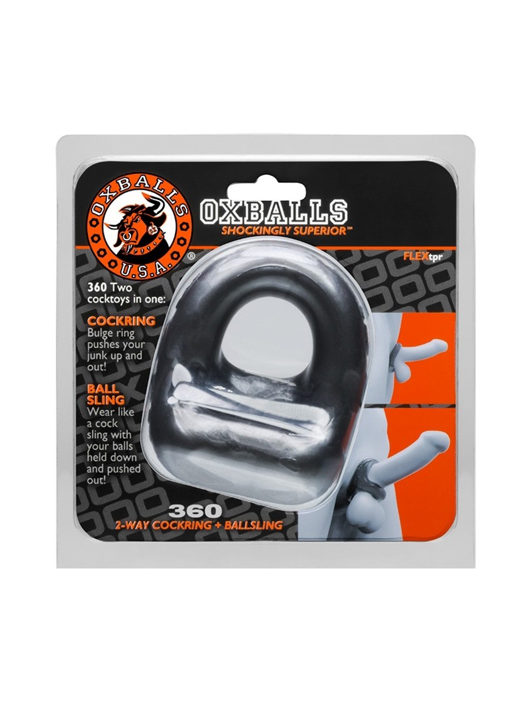 oxballs 360 ring steel 2-way cockring and ballsling