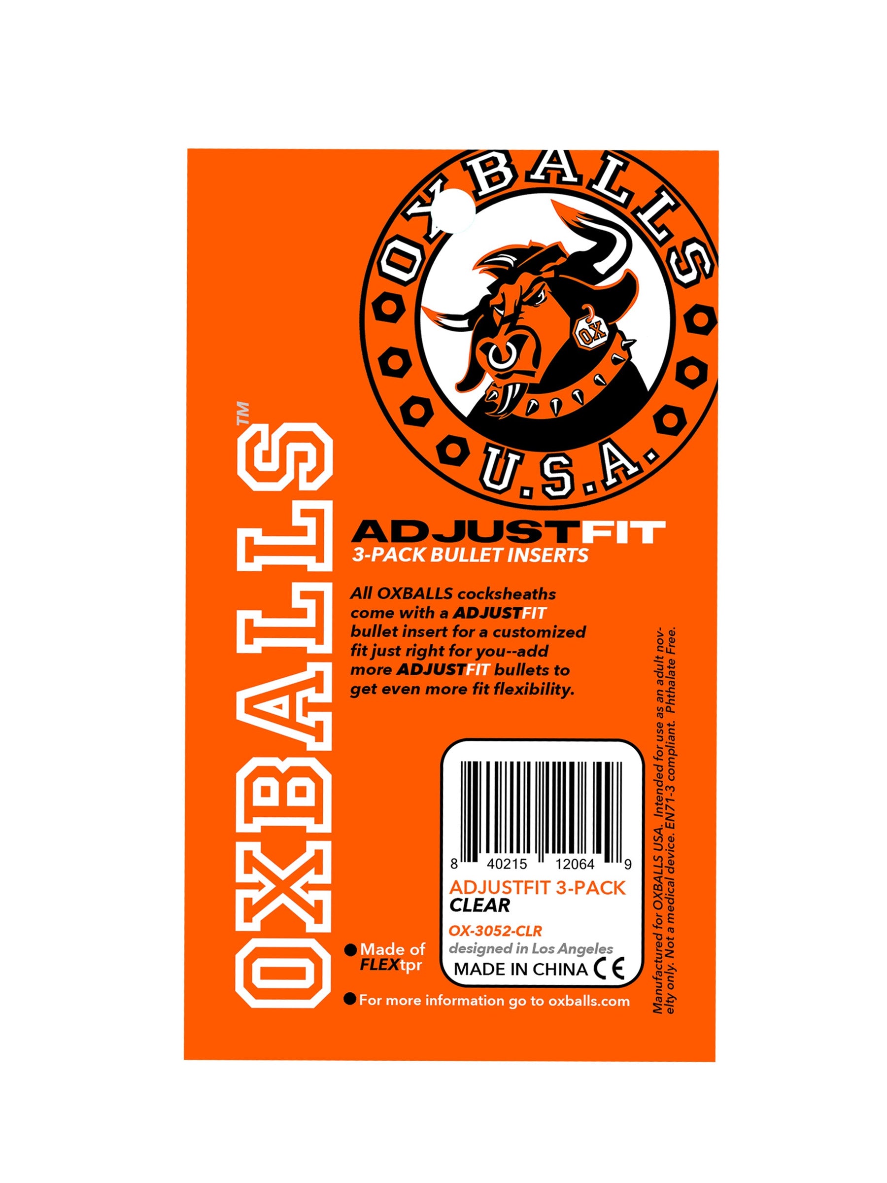 oxballs adjustfit insert 3 pack clear bullet cockheath inserts