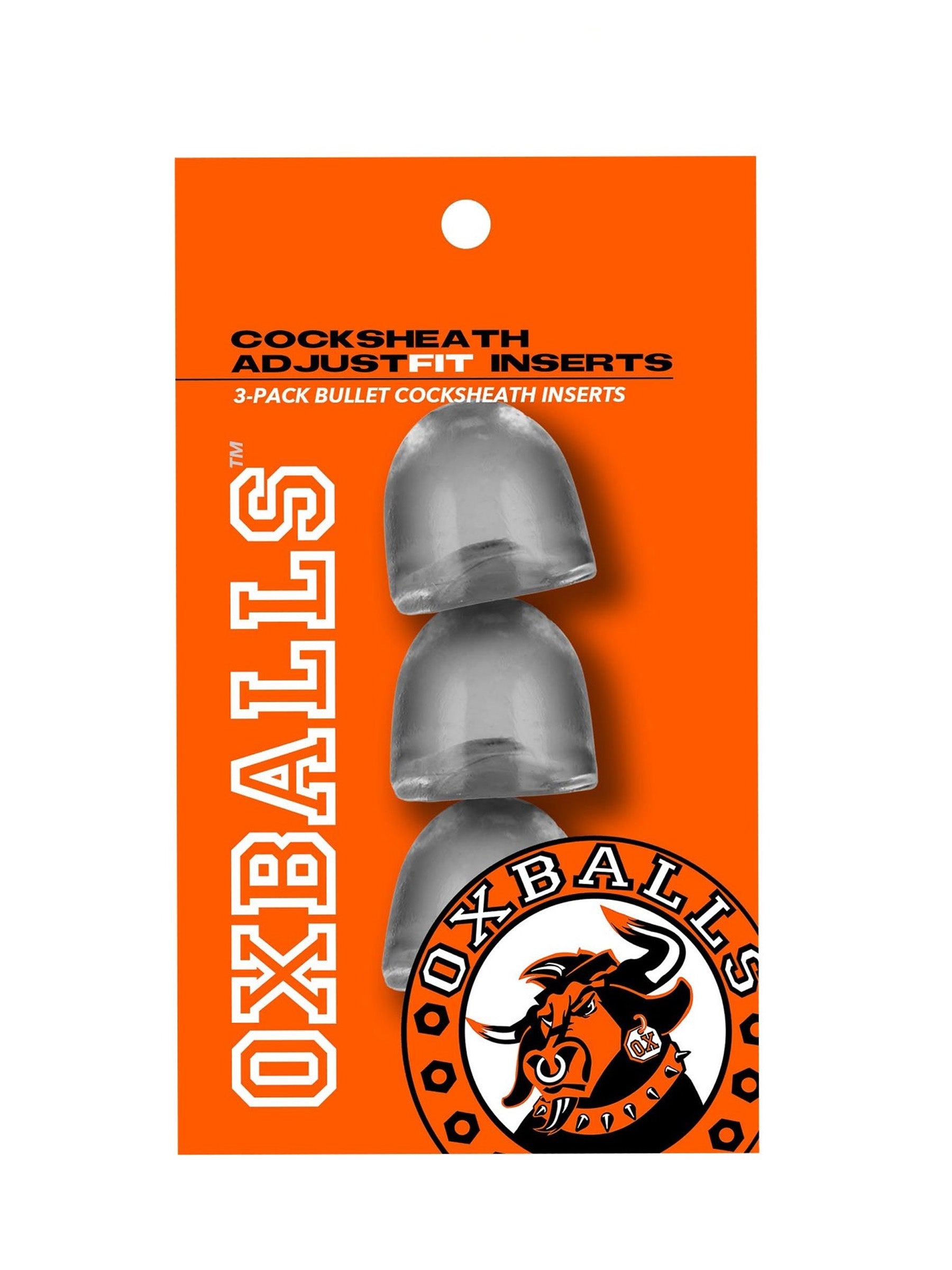 oxballs adjustfit insert 3 pack clear bullet cockheath inserts