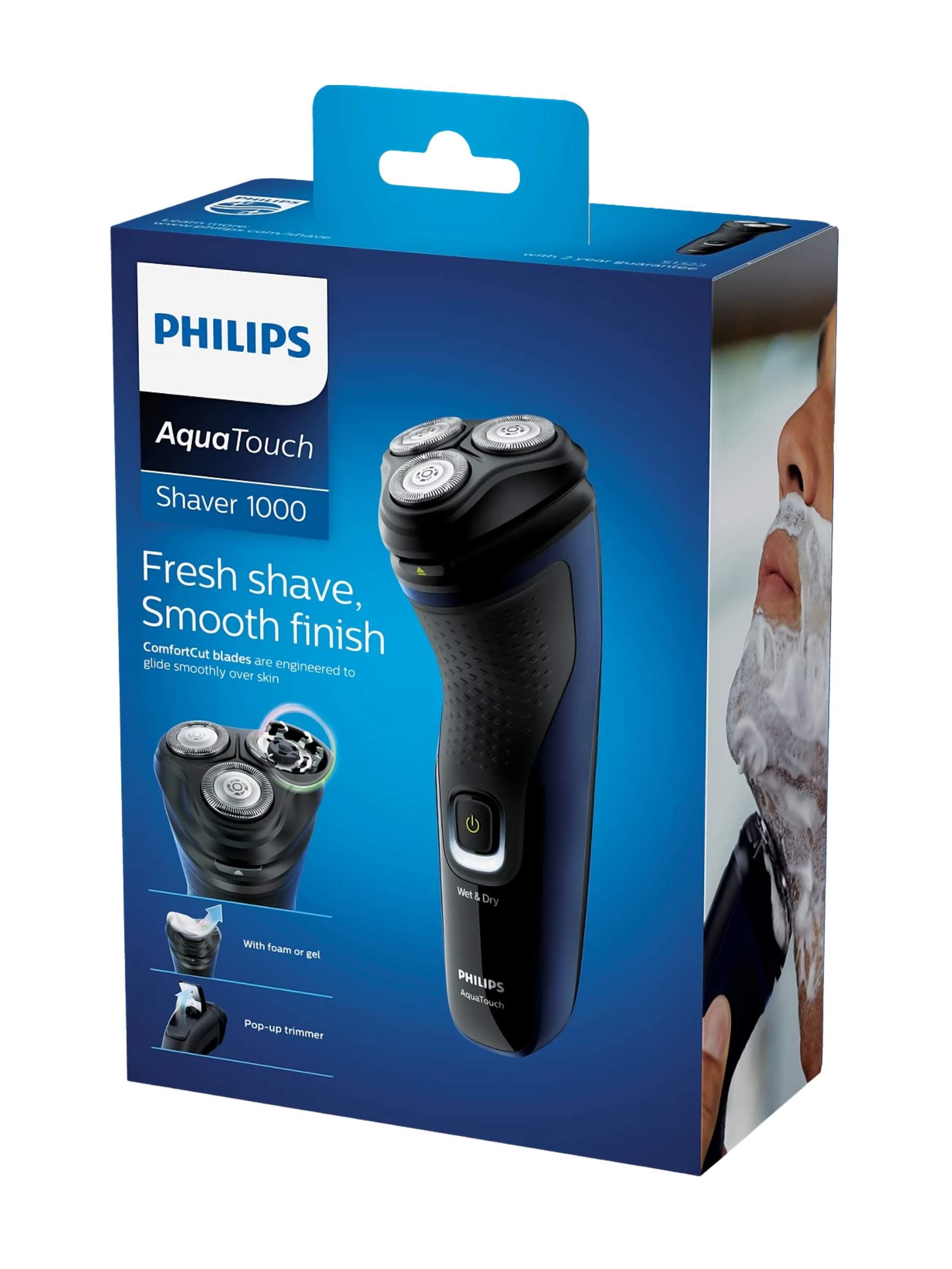 Philips 1300 Series Aqua Touch Wet or Dry Electric Shaver - S1323/41