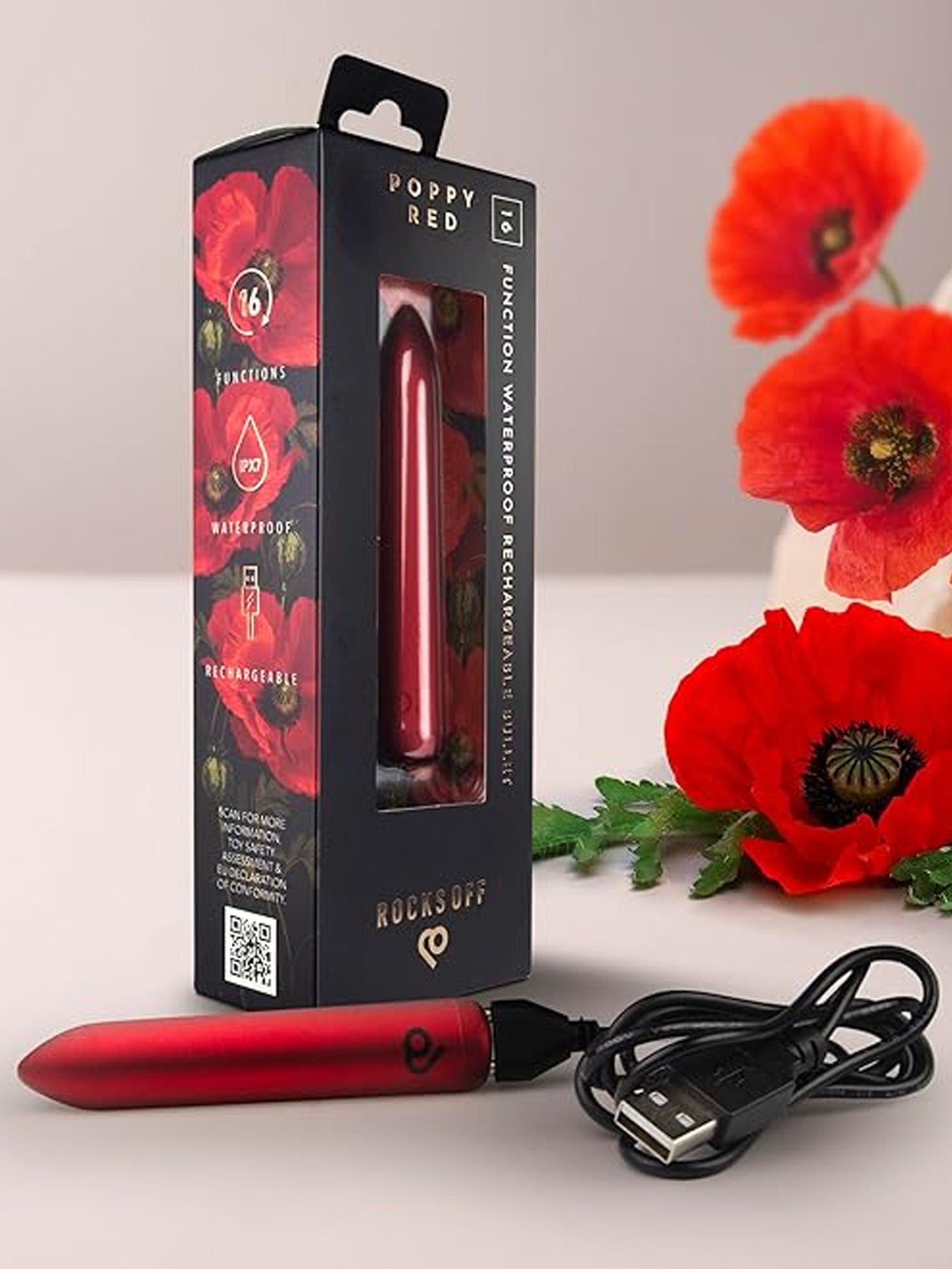 Rocks-Off Rechargeable Bullet - Poppy Red
