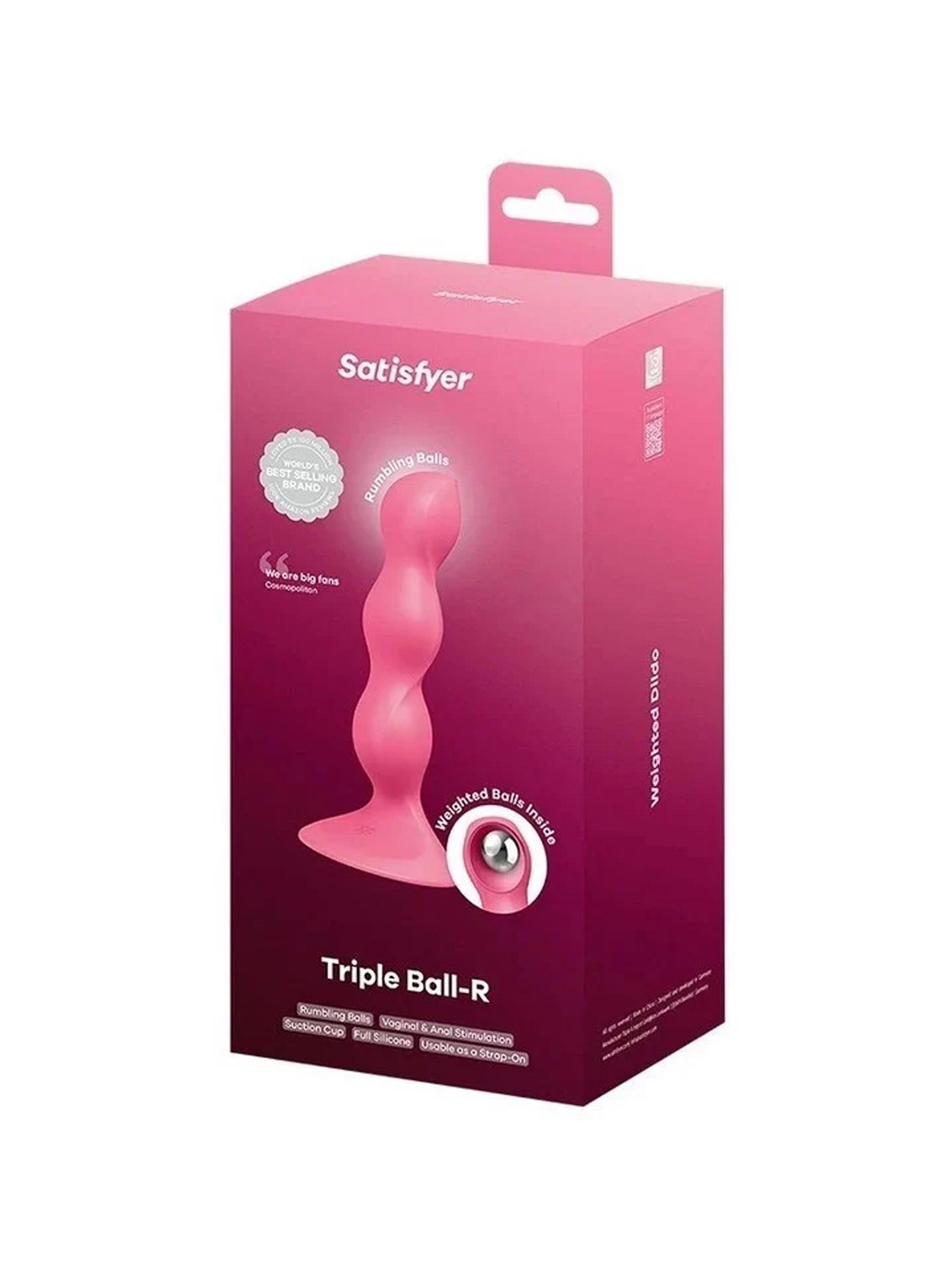 Satisfyer Triple Ball R Weighted Suction Cup Dildo Light Red