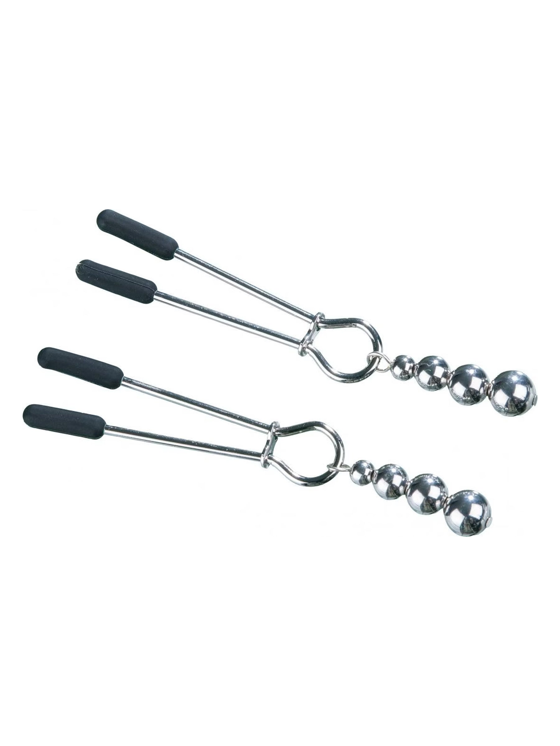Steamy Shades Tweezer Nipple Clamps with Metal Beads