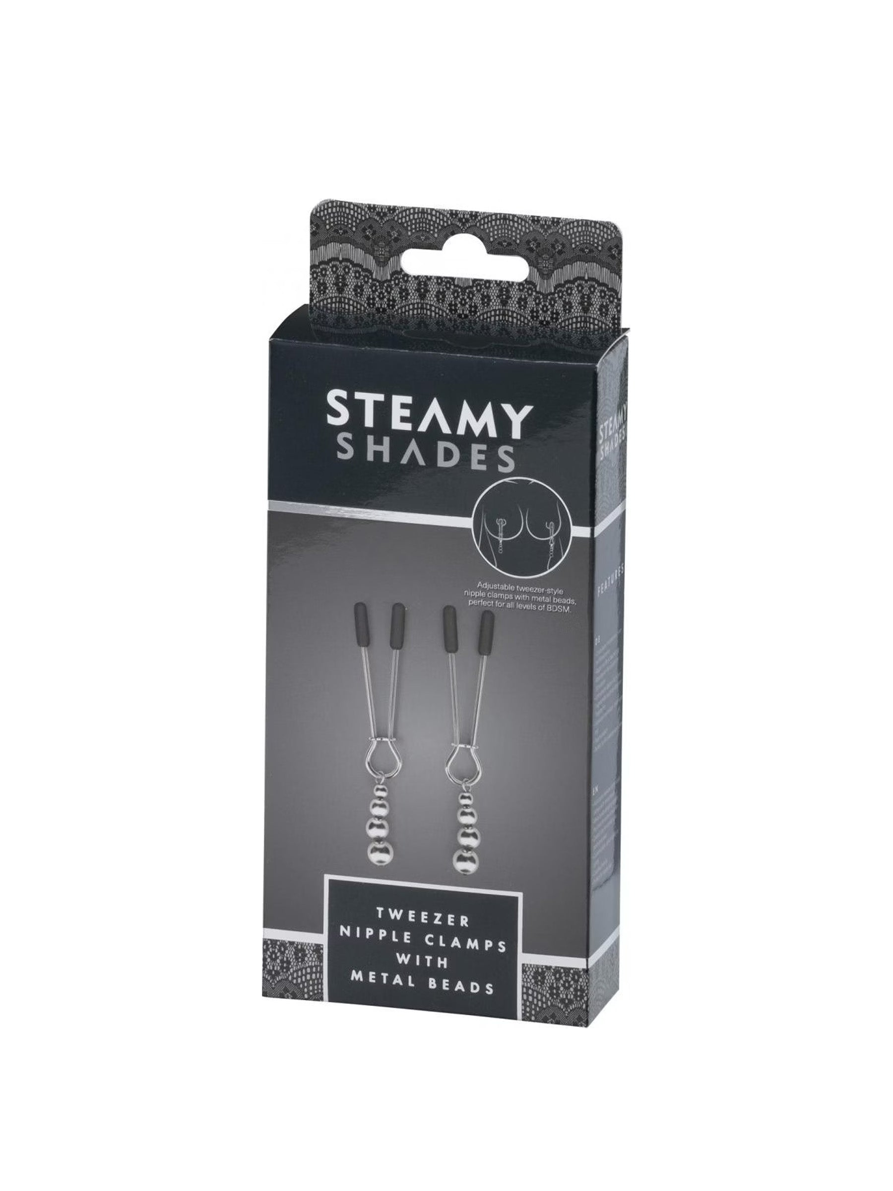 Steamy Shades Tweezer Nipple Clamps with Metal Beads
