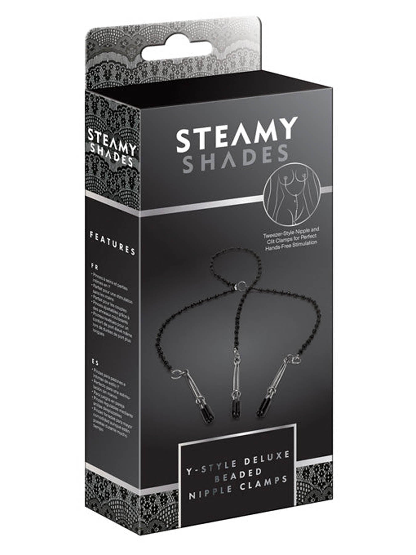 Steamy Shades Y-Style Beaded Nipple And Clit Clamps