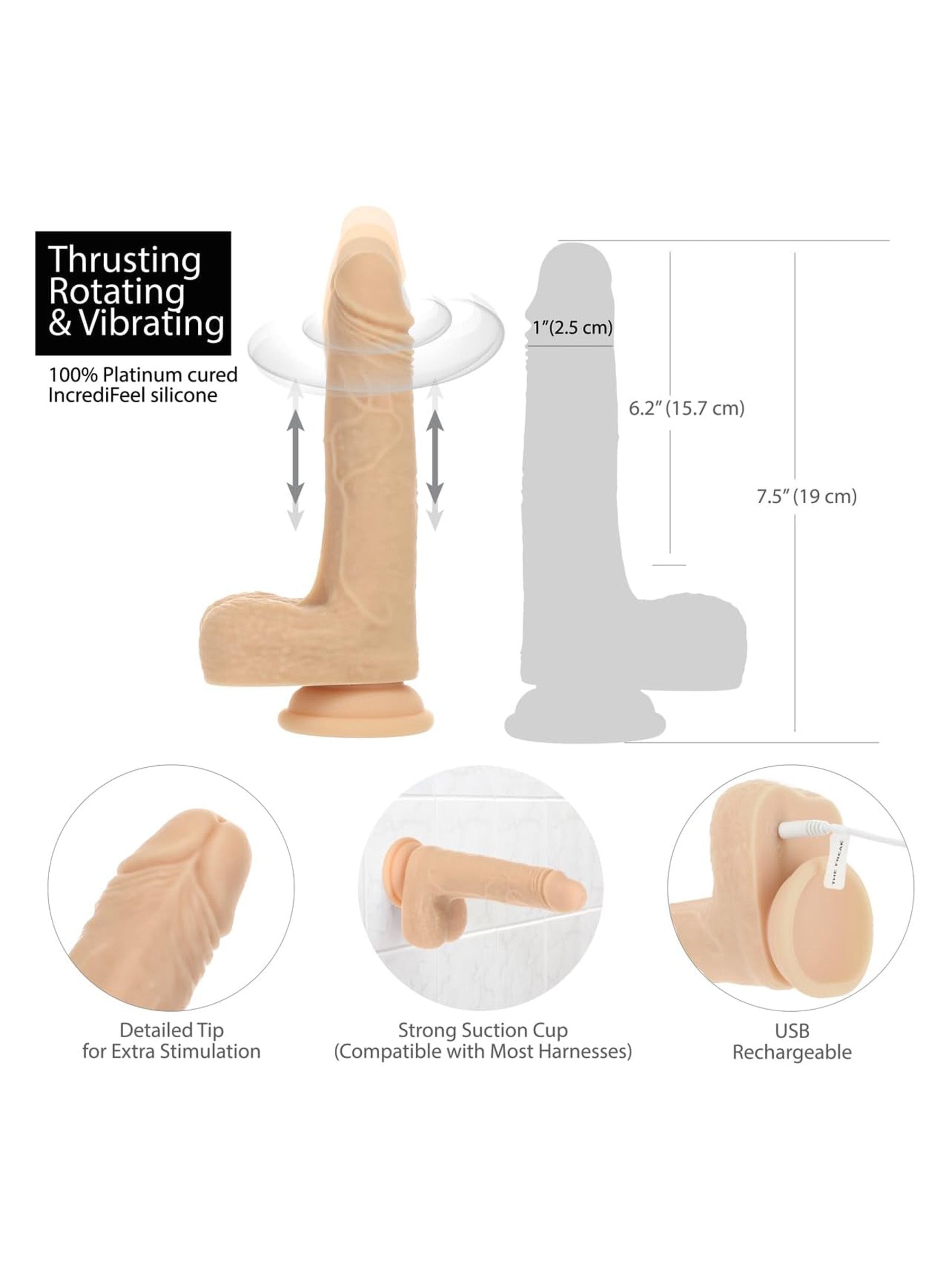 Swan Naked 7.5 Inch Thrusting - The Freak