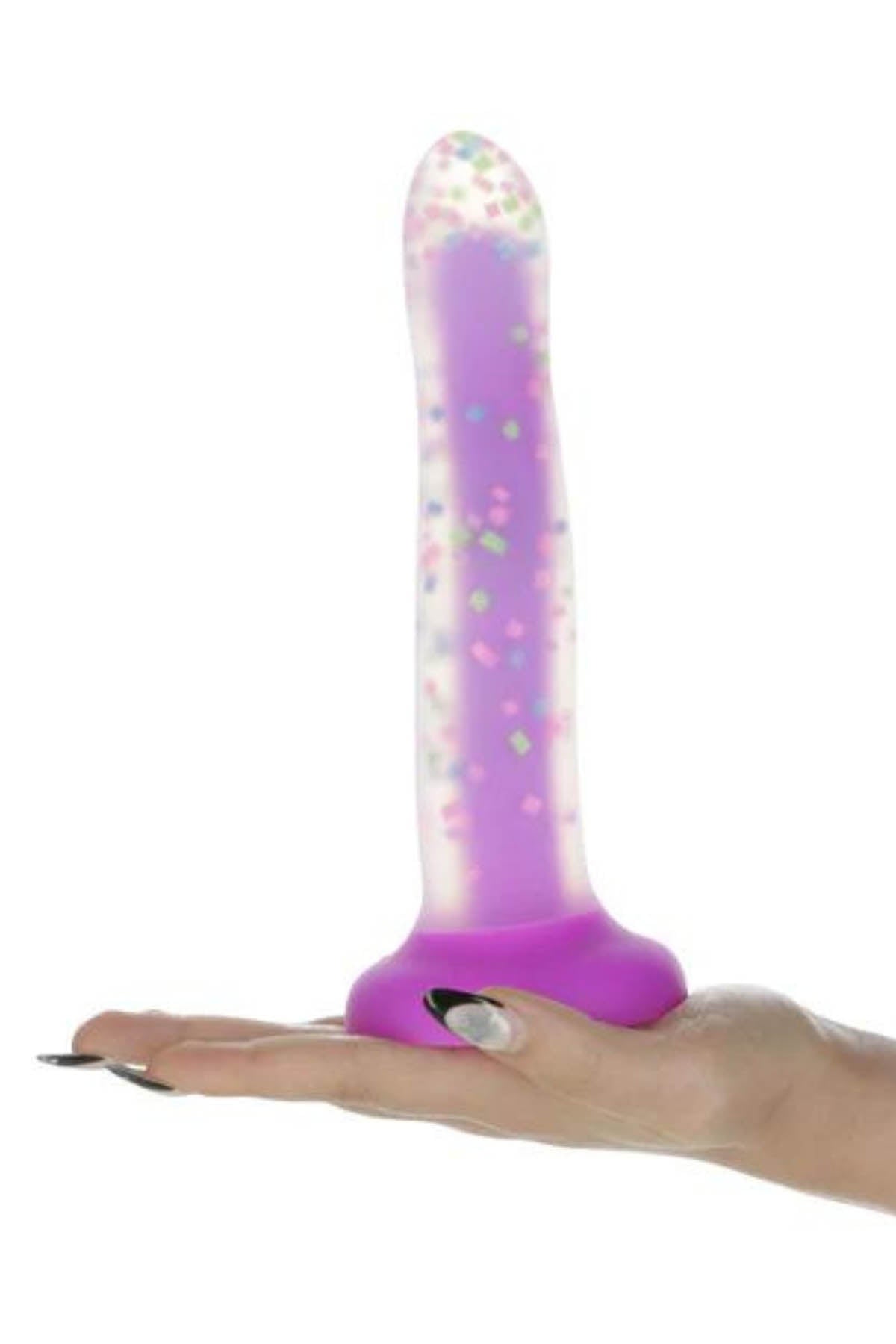 Swan Rave Confetti Glow-in-the-Dark Purple Dildo