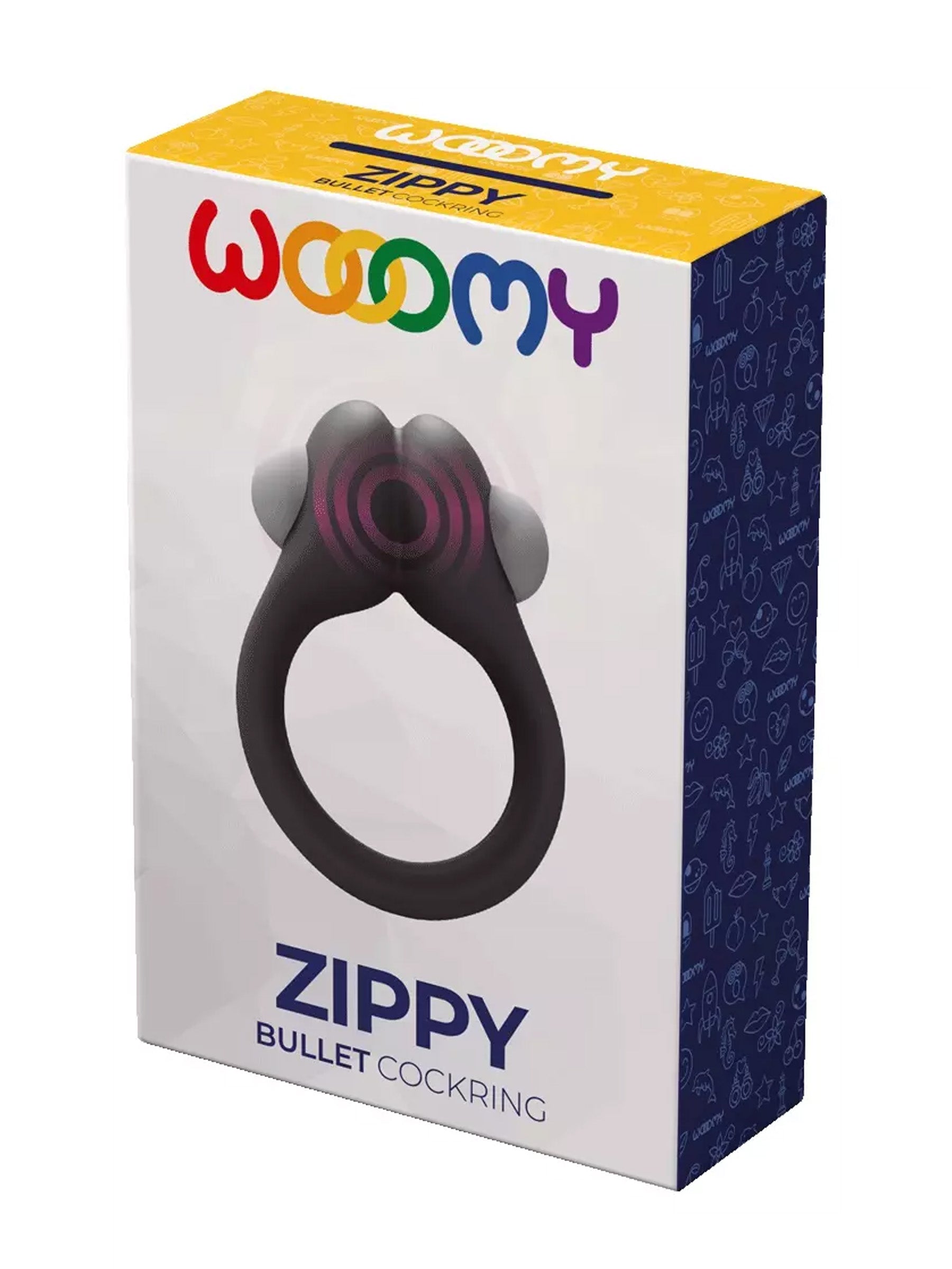 Wooomy Zippy Vibrating Ring With Bullet - Black