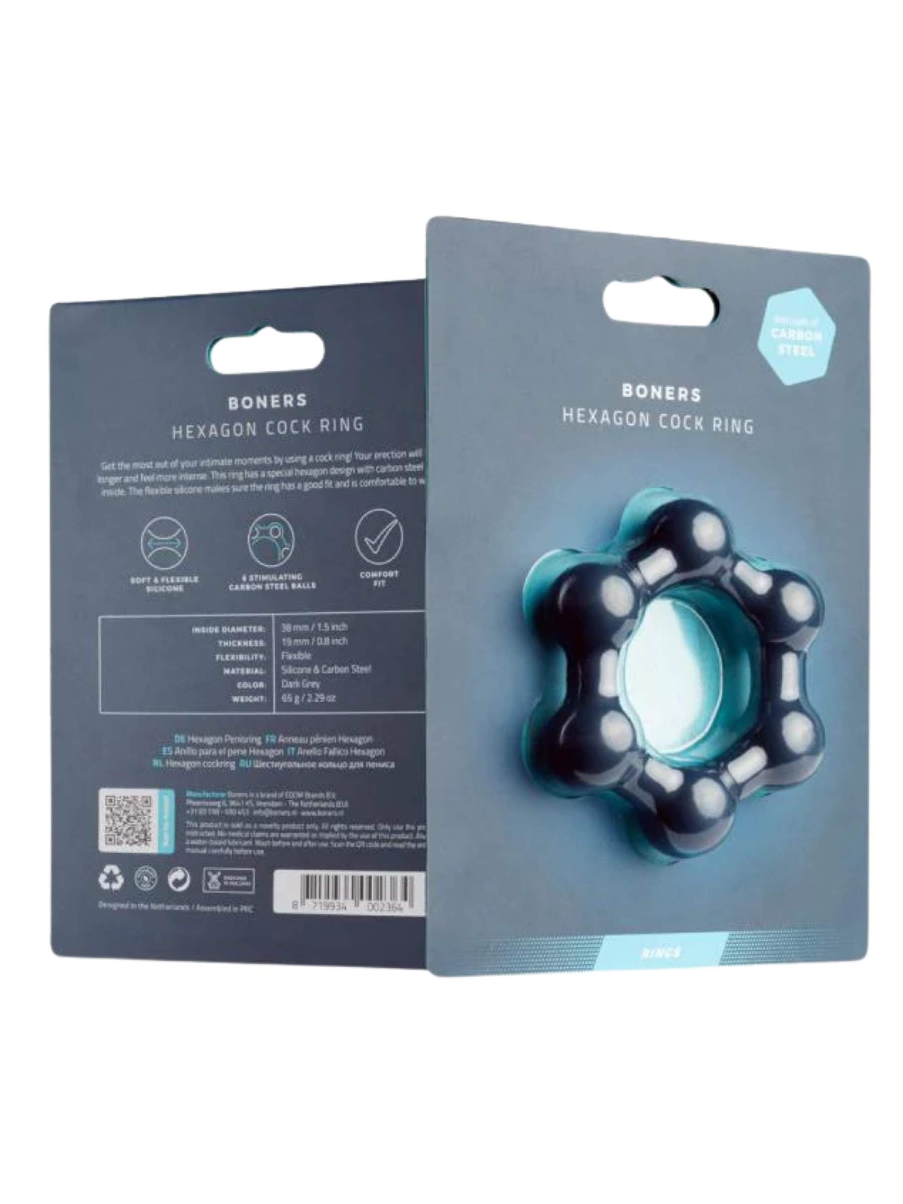 Boners Hexagon Cock-Ring With Steel Balls