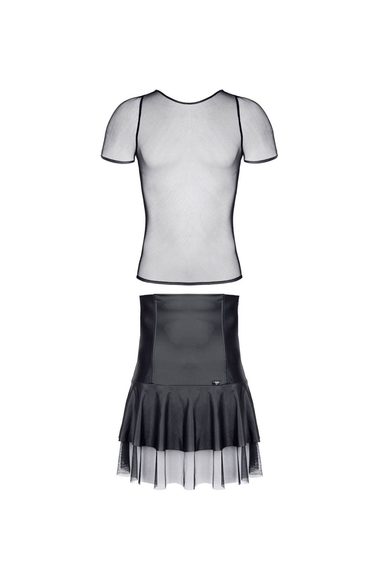 CRD Fetish High-Waisted Skirt with T-Shirt - Black