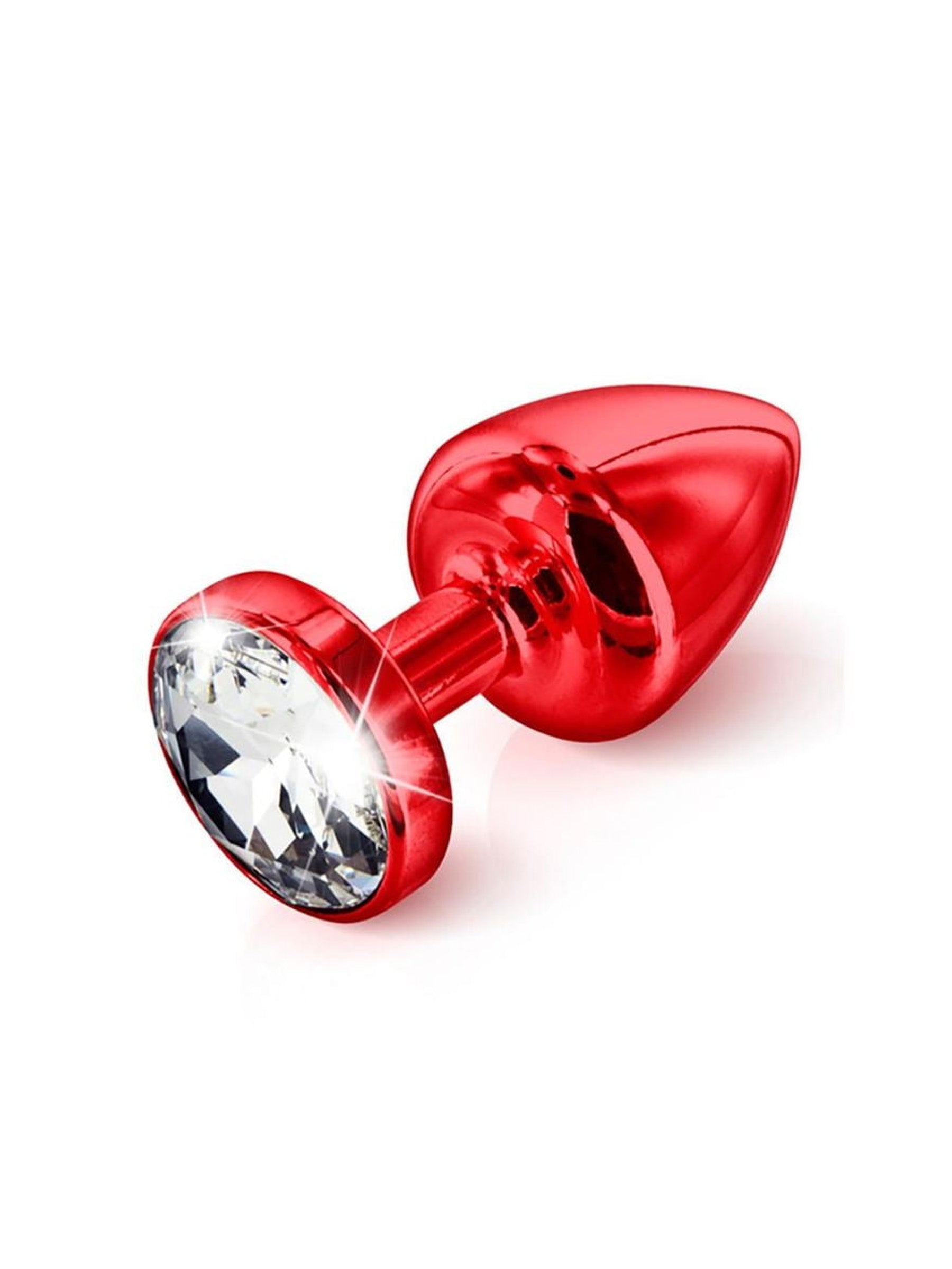Diogol Anni - Red Anal Plug With White Gemstone