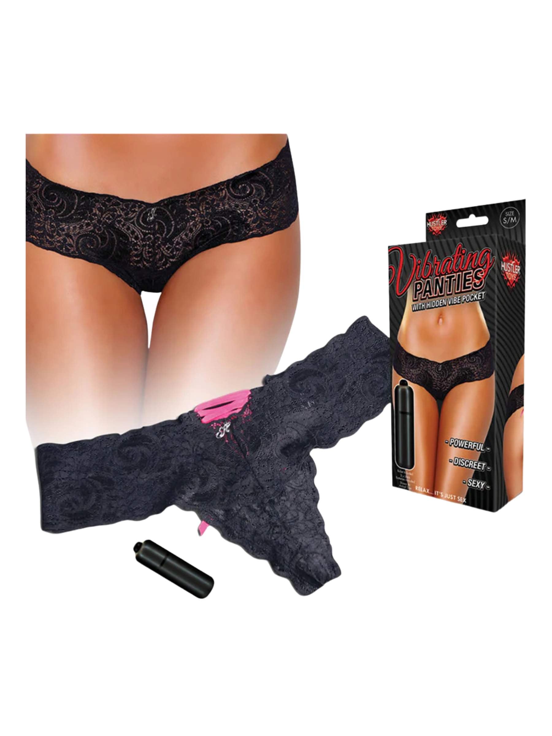 Hustler Vibrating Lace Panties With Bullet - Small/ Medium