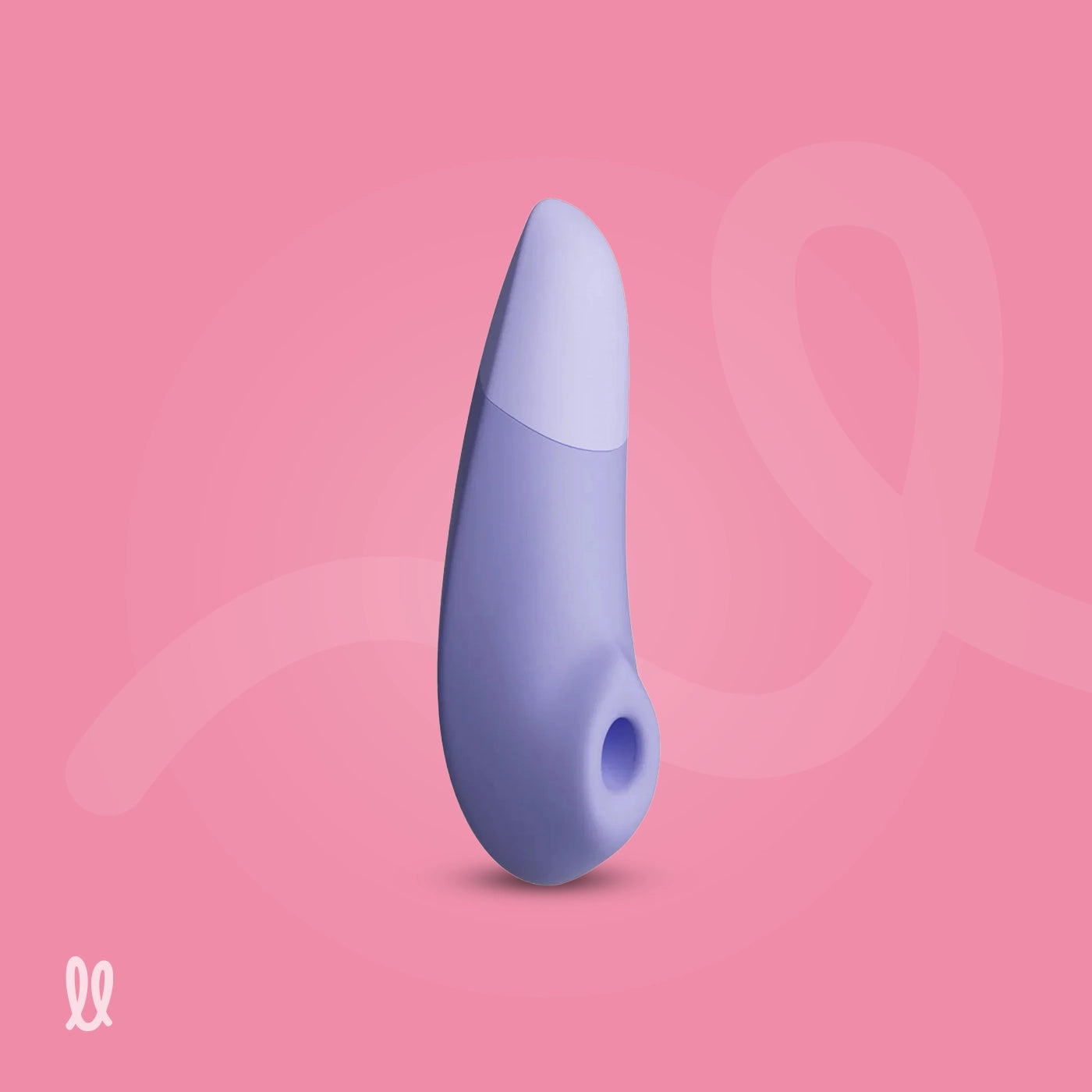Blue and purple clitoral vibrator on a pink background