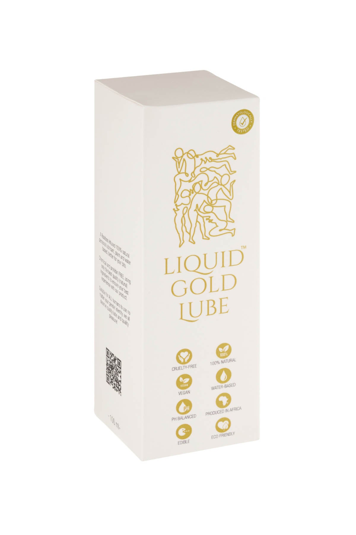 Liquid Gold personal Lube with gold design and text on a white background
