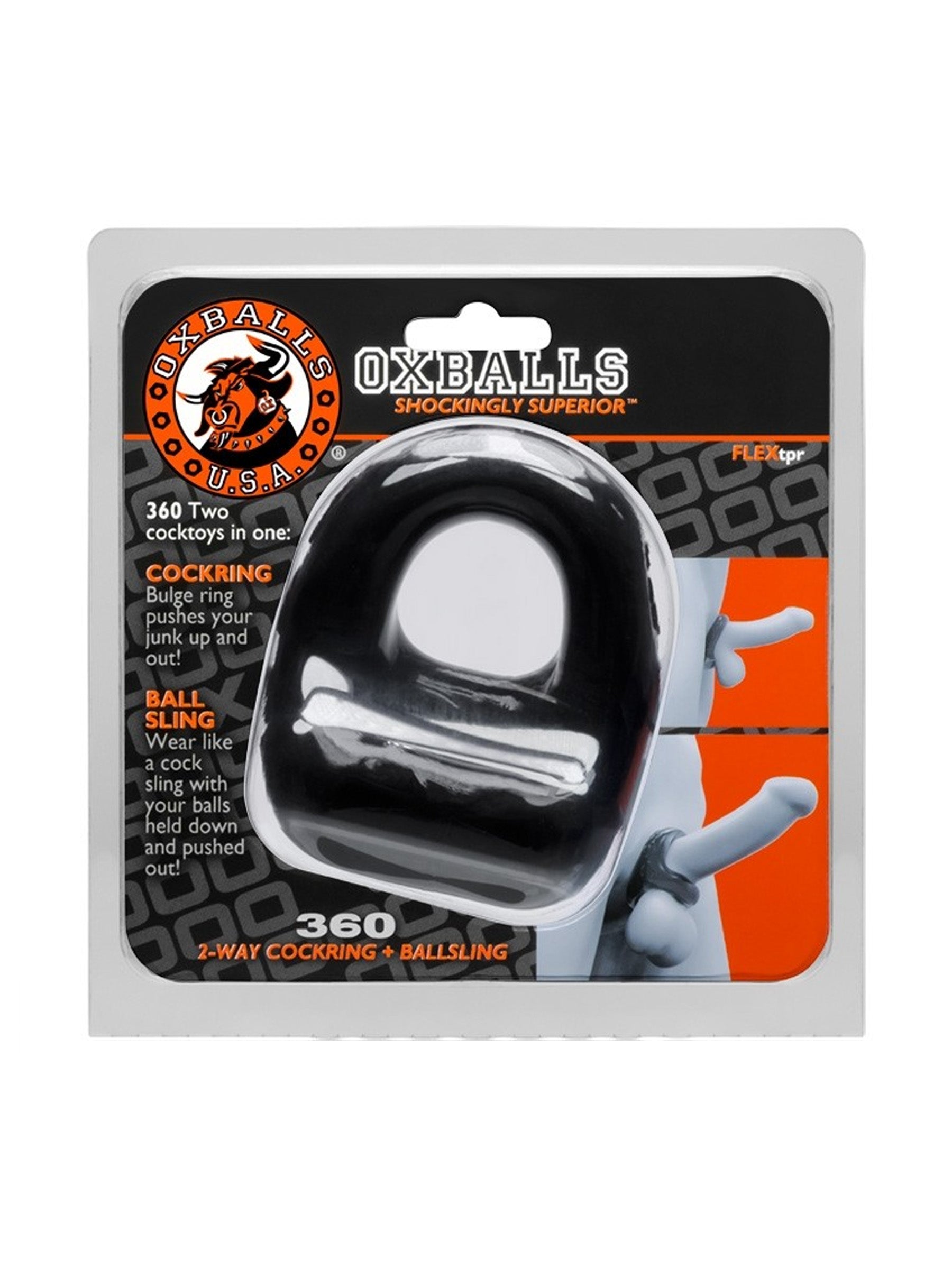 oxballs 360 ring black 2-way cockring and ballsling