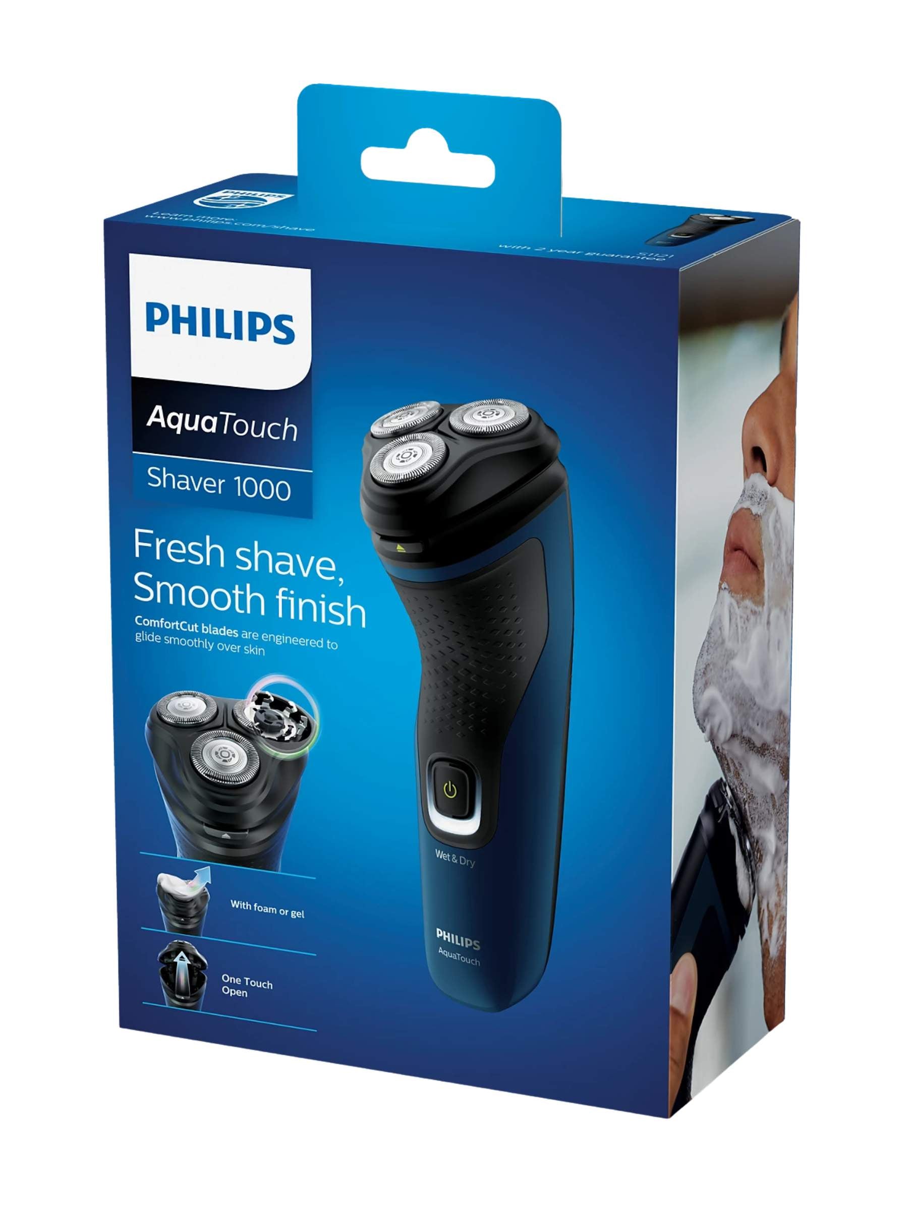 Philips 1100 Series Aqua Touch Wet or Dry Electric Shaver - S1121/41