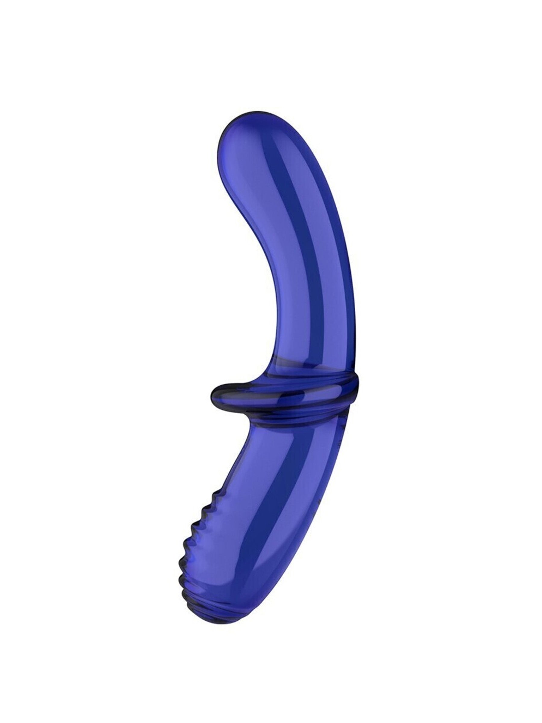 satisfyer double ended crystal glass dildo light blue