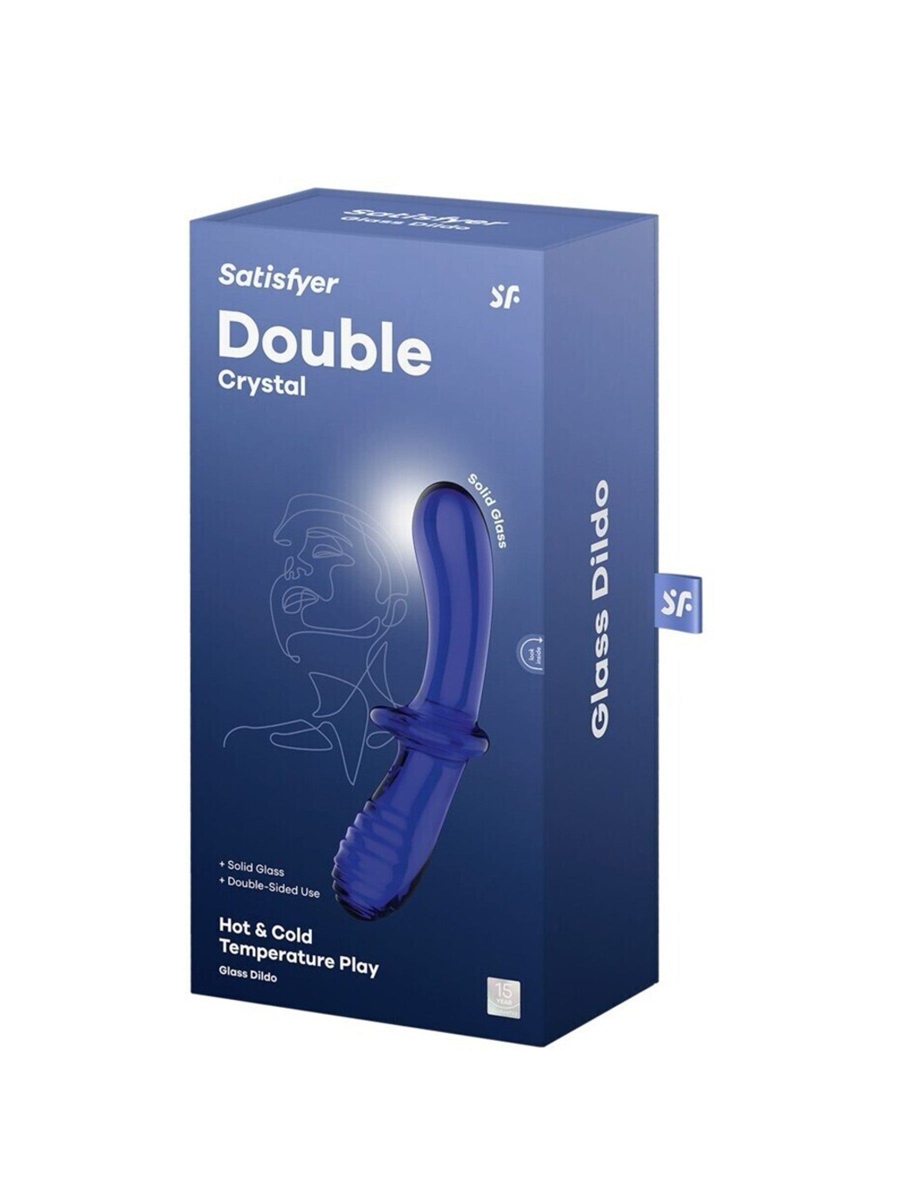 satisfyer double ended crystal glass dildo light blue