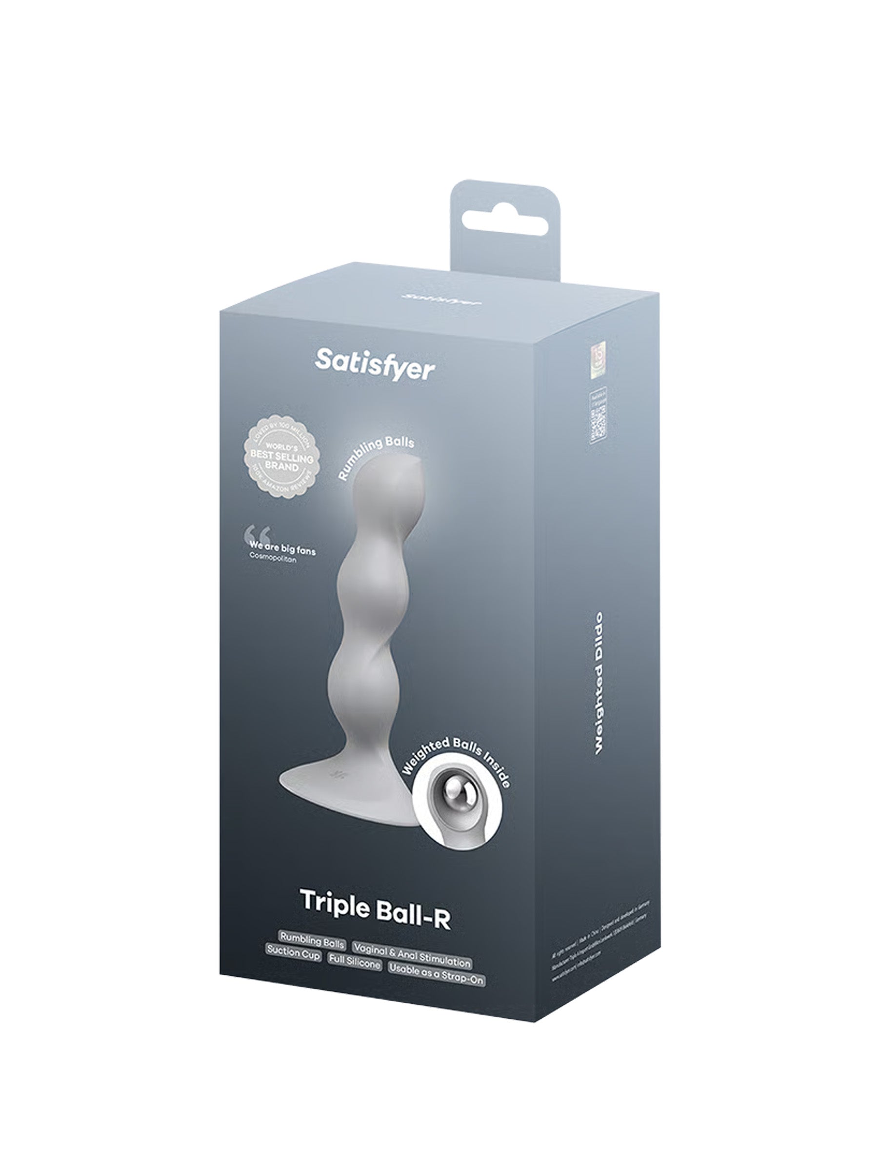 Satisfyer Triple Ball R Weighted Suction Cup Dildo  Light Grey