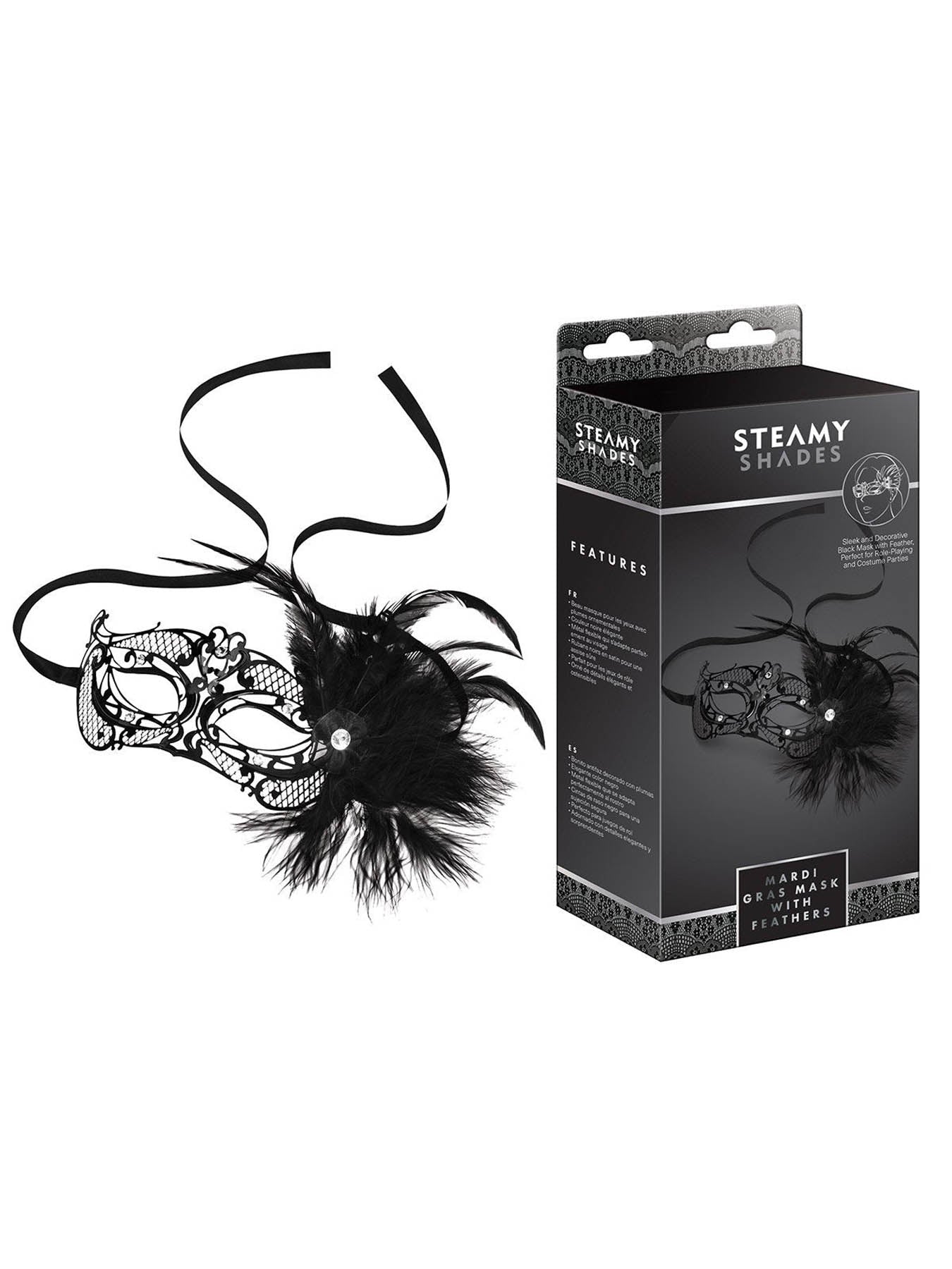 Steamy Shades Mardi Gras Mask with Feather