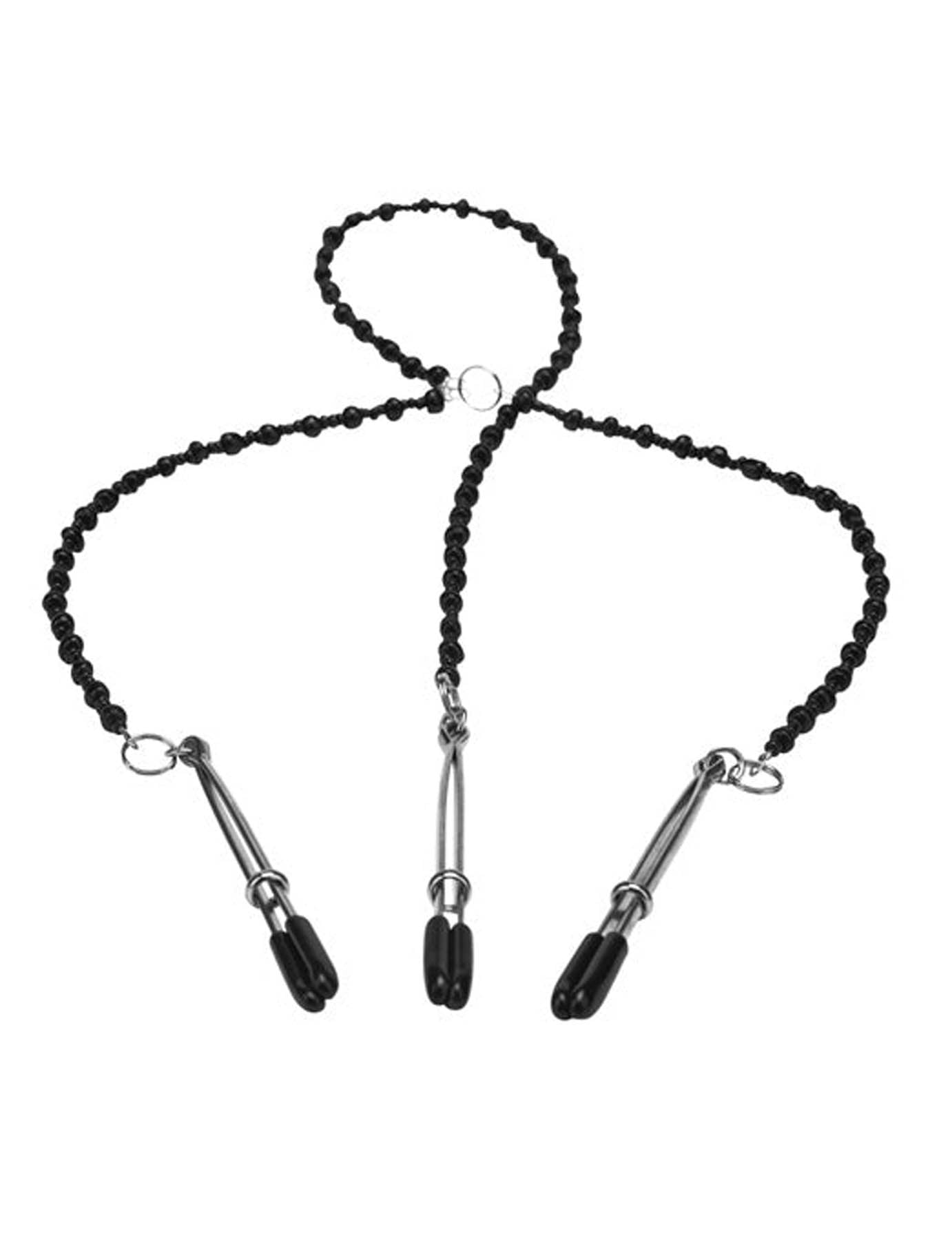 Steamy Shades Y-Style Beaded Nipple And Clit Clamps