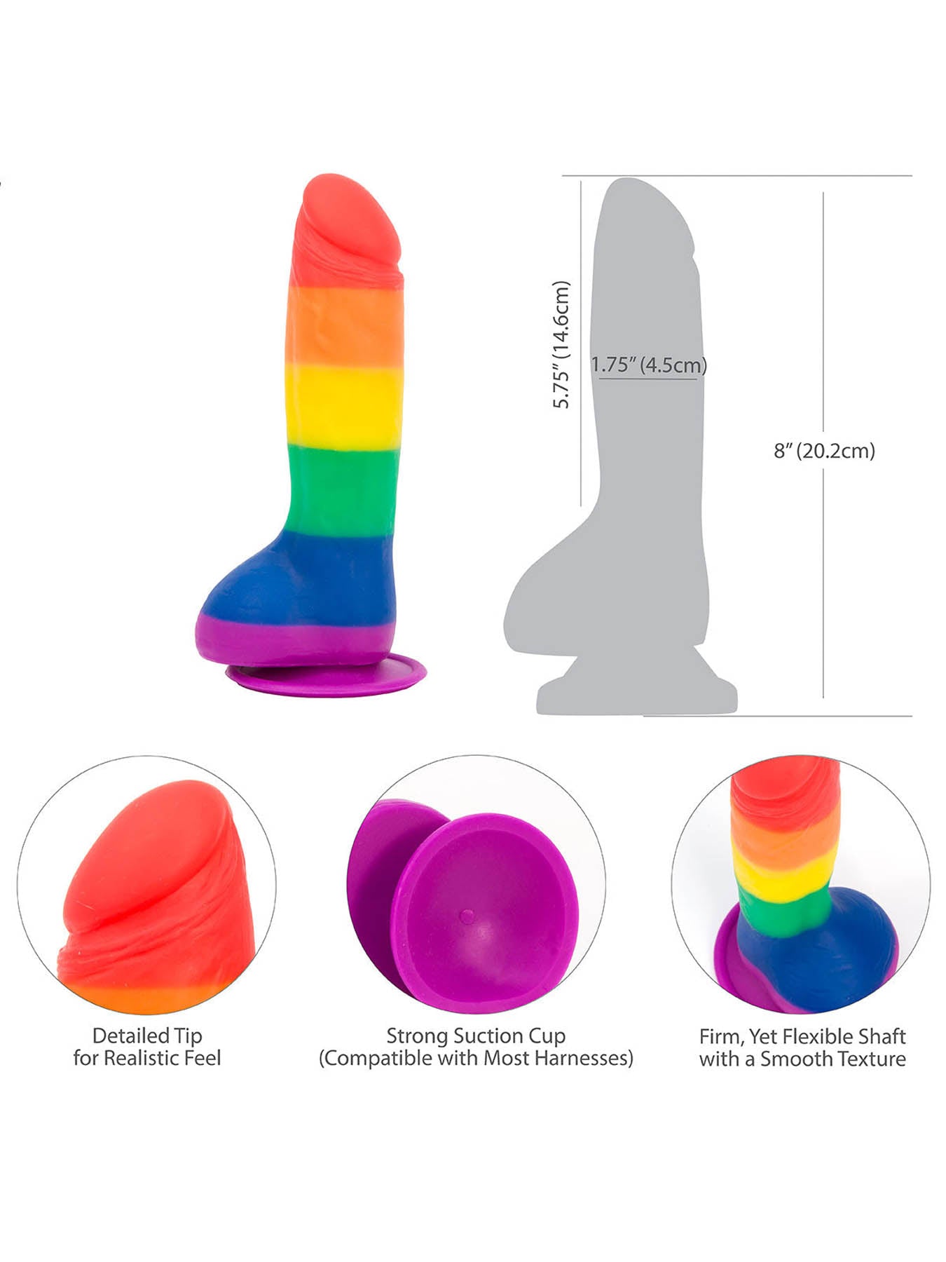 Swan Justin 8 Inch Suction Dildo